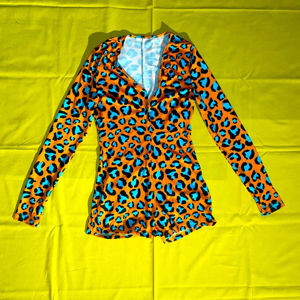Neon cheetah print romper